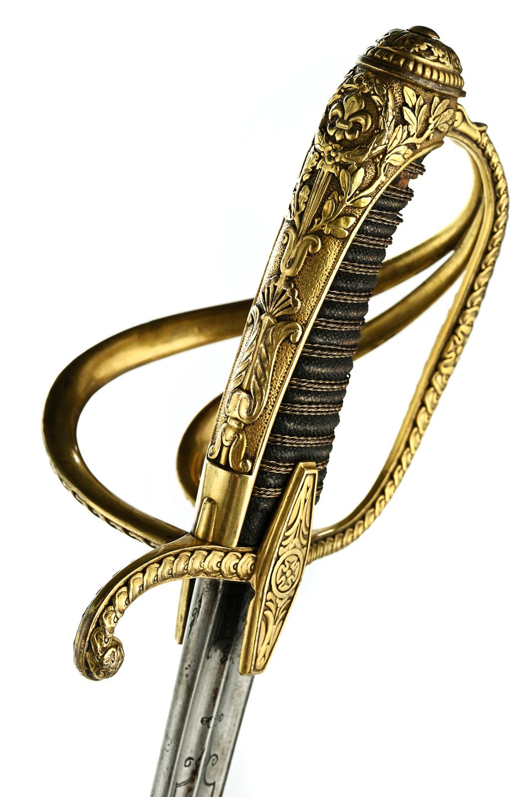 Gilt sabre hilt with Imperial Brazilian cypher and knuckle-bow detail