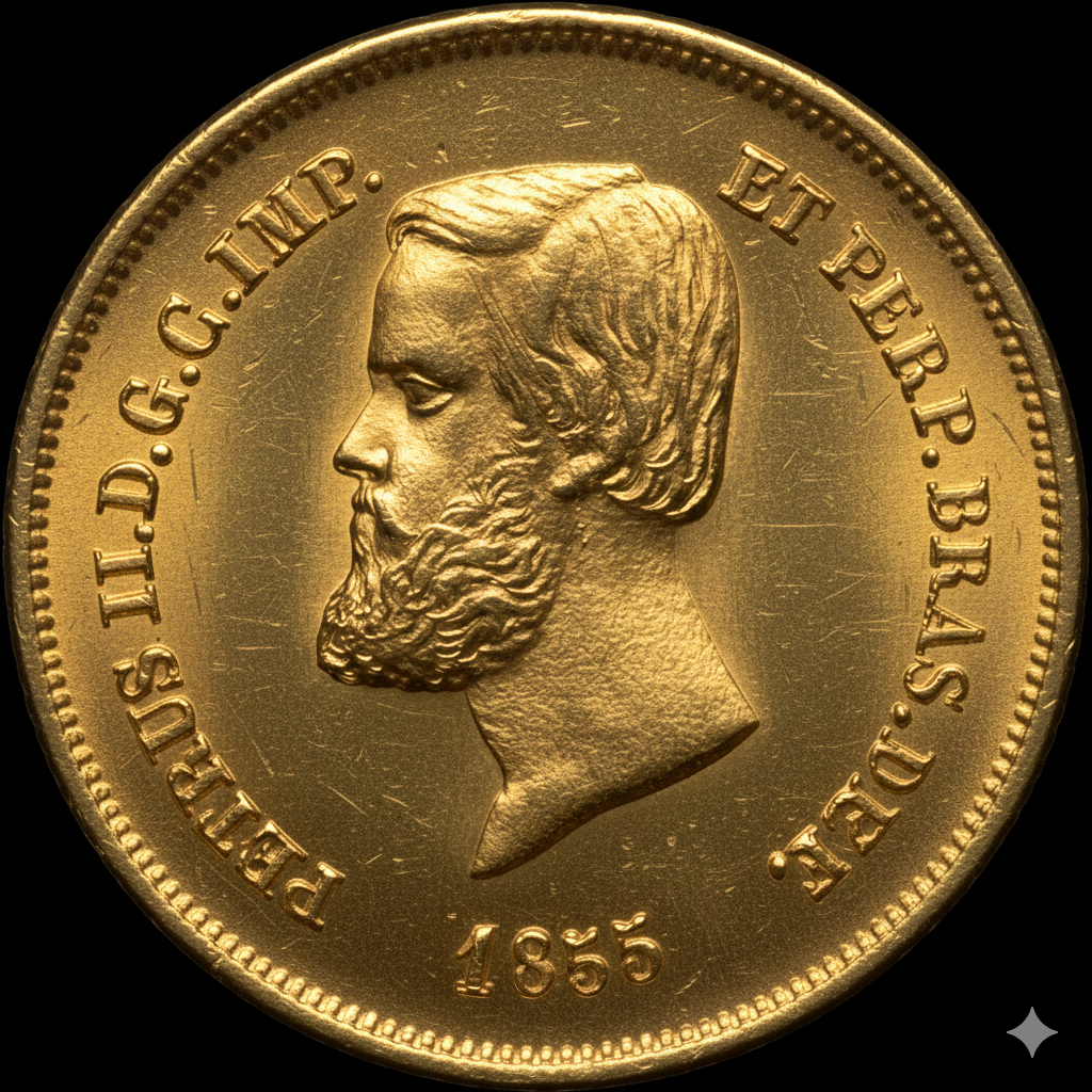1855 Gold 5000 Réis Dom Pedro II