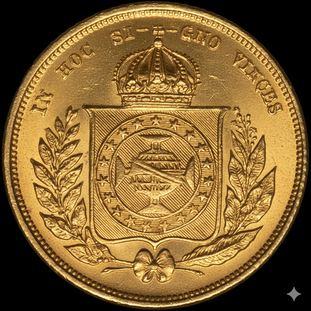 1855 Gold 5000 Réis Dom Pedro II view 2