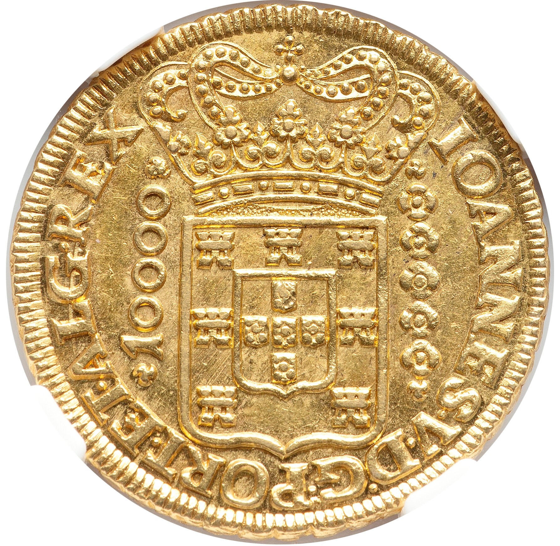 Gold Half Dobrão D. João V 10,000 Réis 1725 view 2