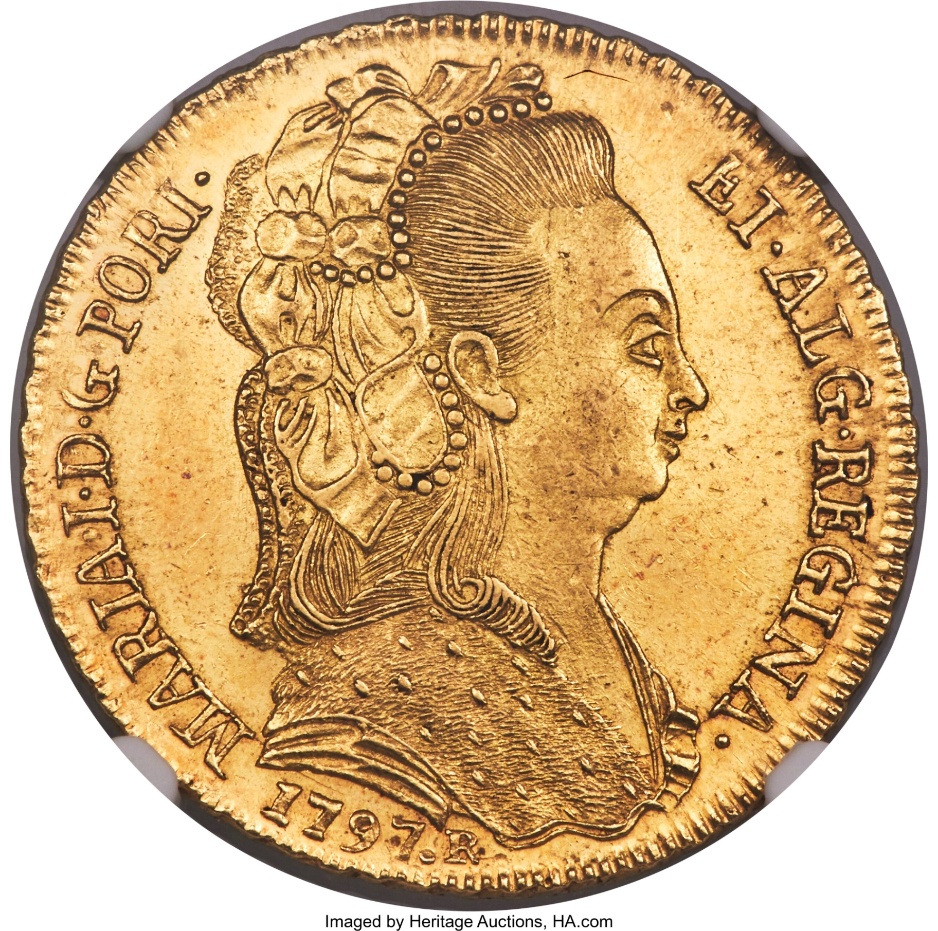 Maria I gold 6400 Réis 1797-R view 2