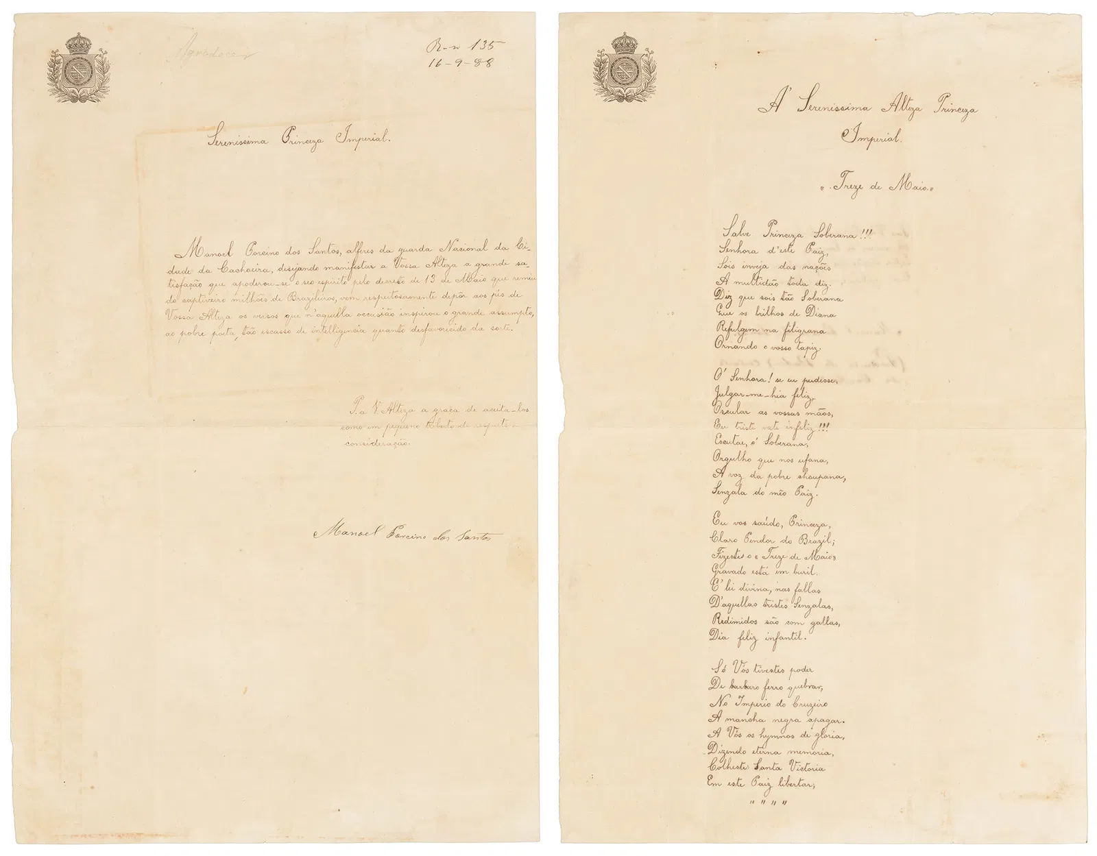Tribute to abolition of Slavery in Brazil 1888