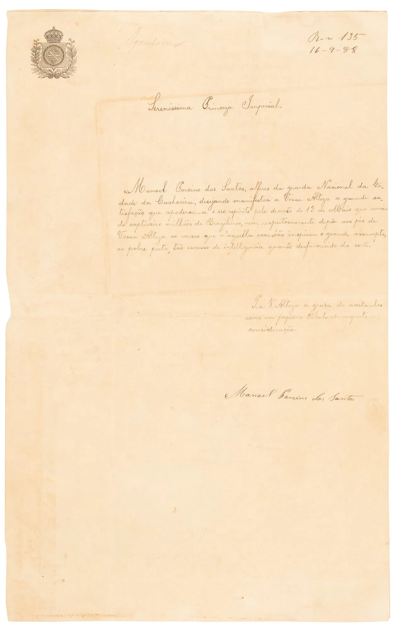Tribute to abolition of Slavery in Brazil 1888 view 2